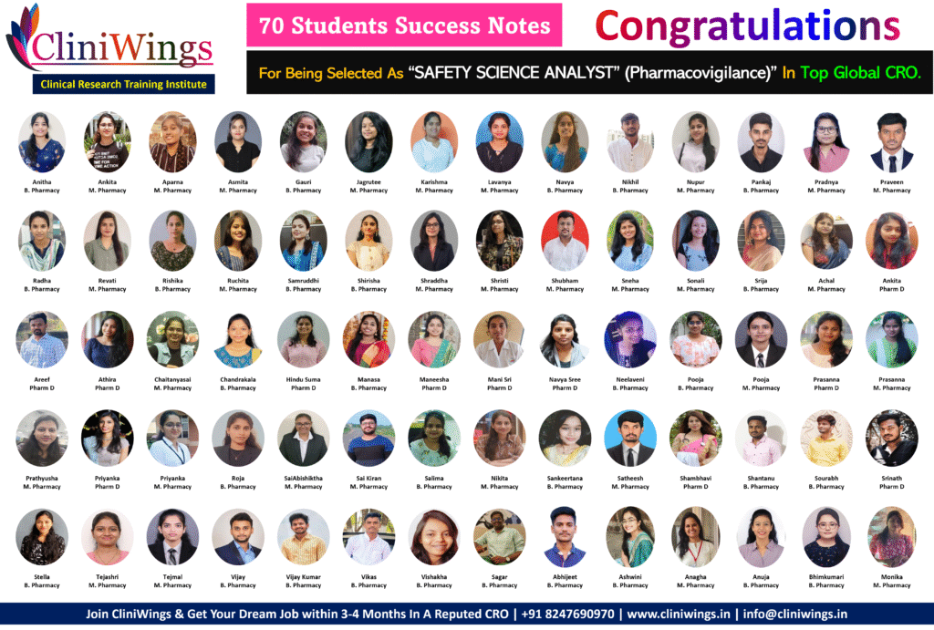 70 students selected as Safety Science Analysts (PV) in top global CROs