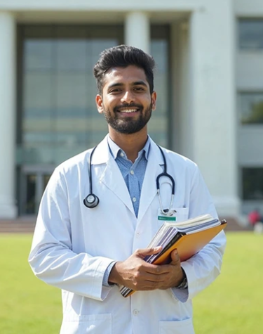 Medical professional in lab coat — clinical research training